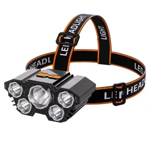 Portable USB Charging 5LED Diving Flashlight for Night Fishing Long Range Floodlight with Waterproof Feature IP44 Rating