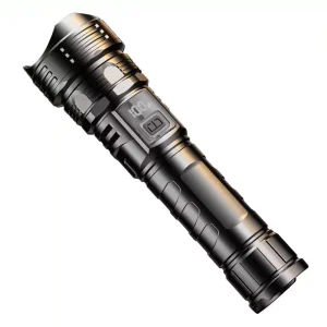 Power White Laser Flashlight Multifunctional Digital Display Rechargeable Zoom Outdoor Patrol Searchlight
