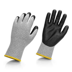 Precision Assembly Black PU Palm-Coated EN388 Cut Level C Touchscreen High-Dexterity Work Gloves for PCB Rework