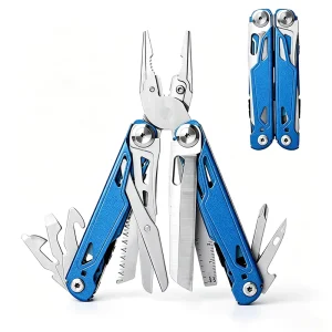 Premium Stainless Steel Folding EDC Tool Blue Multi Tool Pliers with Nylon Sheath OEM for Camping DIY Gift Giving