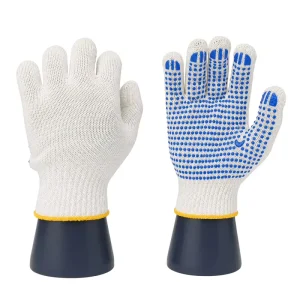 Professional Cotton Polyester Shell Work Safety Gloves Single Side PVC Dots High Grip For Industrial Handling