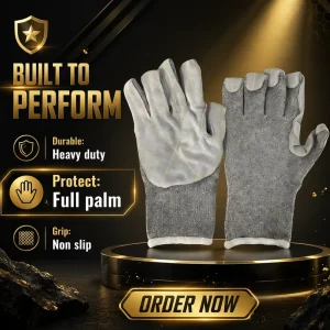 Professional Heavy Duty Cut Resistant Fire Resistant Wear Resistant Textured Full Cowhide Leather Gloves with Customizable Logo