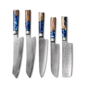 Professional Japanese Damascus Stainless Steel Santoku Nakri Knife Set Kitchen Chef Knife Metal Material From Damascus