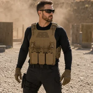 Quick Release Tactical Vest for Men Nylon High Strength Fabric with Zipper & Hasp Closure MOLLE System Adjustable Outdoor Vest