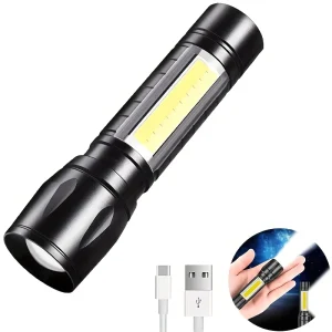 Rechargeable Tactical LED Torch, Mini Aluminum, USB Rechargeable Flashlight