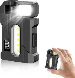 Rechargeable Torch 500 Lumens EDC Flashlight Mini with COB Light Magnetic Base and Buckle Clip