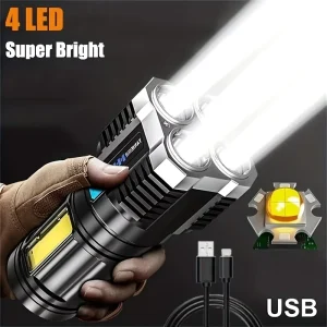 Rechargeable Waterproof Handle Plastic 18650 Li-Ion Battery Super Bright LED Flashlight