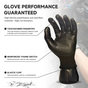 Recycled Black Yarn Nitrile-Coated Safety Work Gloves with Touchscreen Feature