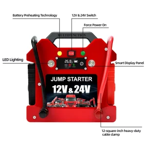Reverse Charge 12V 24V 3600A Peak Current Car Jump Starter Emergency Booster for Dead Batteries 80000mAh
