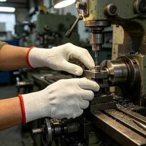 SS1322 White Polyester Liner Safety Gloves with Lightweight Design for Industrial and General Labor Tasks