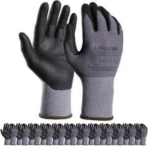 Safety Work Gloves Micro-Foam Nitrile-Coated Seamless Knitted Nylon Gloves 6 Pairs