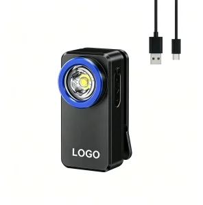 Small Aluminum Alloy Torch Light Magnet LED EDC USB Rechargeable Mini LED Keychain Flashlight with Clip