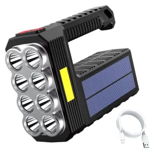Solar LED Flashlights 8 LED Portable Lantern Outdoor Torch Spotlight Emergency Multifunctional USB Charge Flashlight