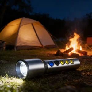 Solar Rechargeable 1W COB LED Flashlight with IP67 Waterproof AA Battery ABS Material
