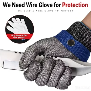 Stainless Steel Chainmail Cut Resistant Food Safe Metal Mesh Butcher Glove