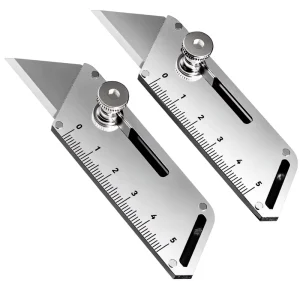 Stainless Steel Heavy Duty Mini Utility Knife with 10 Trapezoidal Blades 65mm Length Wallpaper Cutter Tool for Industrial Use