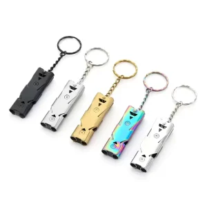 Stainless Steel Portable Dual-Tone Signal Whistle Emergency Rescue Tool for Outdoor Camping Hiking Survival Keychain Gear