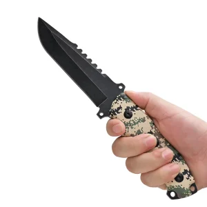 Stonewashed Fixed Blade Knife Large Straight Knife ABS Handle Bushcraft Camping Tactical Survival Hunting Knife