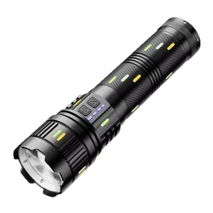 Strong Light Long Range Flashlight Fresnel Lens Light the Fire 60W LED 5000 Lumens Battery Indicator Outdoor Tactical Torches