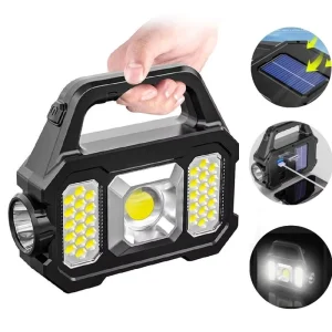 Super Bright COB LED Powerful Searchlight Flashlight Torch Light Emergency Rechargeable Solar Handheld Searchlight