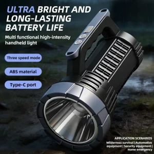 Super Bright IP54 Waterproof Outdoor Camping Portable LED Rechargeable Lithium Battery Searchlight Side Lights Emergency Torches