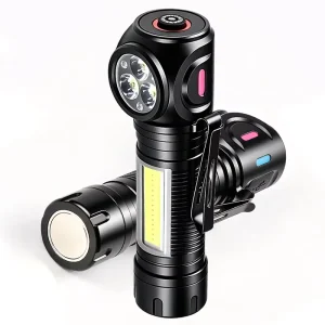 Super Bright Rotatable LED Flashlight Built in Battery Magnetic Attachable Work Light Multi Pocket for Car Repair Camping
