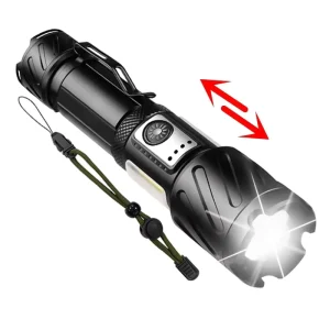 Super Bright XHP160 LED Flashlight Zoomable USB Rechargeable High Powerful XHP199 Torch Waterproof 18650 Tactical Flash Light