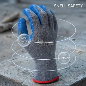 Sweat-Absorbent Breathable Protective Seamless Polycotton Knit Crinkle Latex Gloves for Warehouse Handling Work