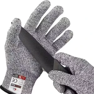 Sycut01 Level 5 Food Grade Kitchen Anti Cut Gloves with Nitrile and PU Coating in Gray, Black, and White