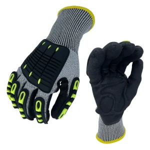 TPR Impact Gloves Anti-Slip Breathable Cut-Resistant Nylon-Lined Knitted HPPE Gloves