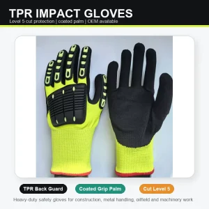 TPR Impact Level 5 Cut-Resistant Gloves with Coated Palm for Industrial Work