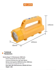 TYAD 2358 Portable LED Patrol Lighting ABS Body Searchlight Strong Magnet Multi Directional Rotating Lamp Flashlights Torches