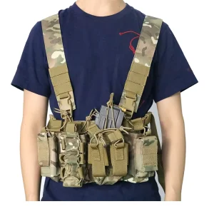 Tactical Chest Rig Vest Assault Multi Pockets Vest Camouflage Adjustable Detachable Molle Chest Vest with Magazine Pouch