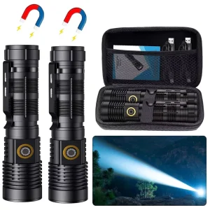 Tactical Flashlight High Lumen Super Bright LED Magnetic Torch Rechargeable Zoom Spotlight Flashlight