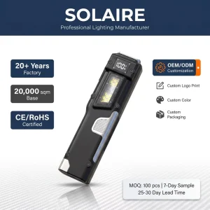 Tactical LED Flashlight 1200LM Digital Display USB C Rechargeable ABS Hand Torch Waterproof Outdoor Camping