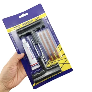 Tire Repair Kit Repair Tool Set Emergency Tubeless Tire Plug T Handle Plugger Set With Rubber Strips And Glue For Fix On Cars