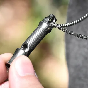 Titanium Emergency Survival Outdoor Tour Whistle Key Chain Necklace Pendant Lightweight Corrosion Resistance