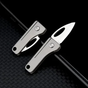 Titanium Mini Folding Pocket Knife Sharp Keychain Cutter Compact Box Opener EDC Tool for Office Camping Outdoor Daily Use