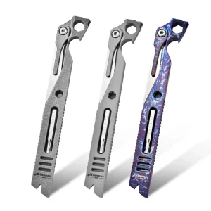 Titanium Pry Bar EDC Multi Function Outdoor Crowbar Knife Bottle Opener Wrench & Screwdriver for Camping & Hiking