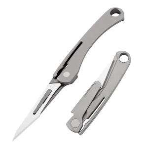 Titanium Utility Knife Box Cutter Razor Blade EDC Mini Pocket Knife with Replaceable Blade Utility EDC Pocket Knife with Clip