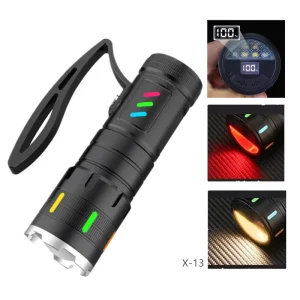 USB Rechargeable 4500mAh Built In Battery Telescopic Zoom Aluminum Alloy LED Torches Lights with Yellow and Red Taillights