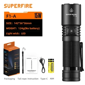 USB Rechargeable LED Flashlight Torch 220M Long Range with 26650 3500mAh Aluminum Alloy Body Waterproof for Outdoor Camping