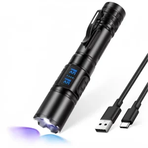 UV Torch 365nm 395nm Dual Black Light Battery Powered LED Flashlight 10W Aluminum Alloy Pet Urine Detector Gem Mineral