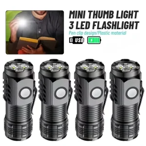 Ultra Powerful Handheld Flashlight Rechargeable High Power LED Mini Tactical Torch Metal Pen Clip Hand Lamp