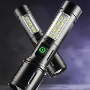 Waterproof Aluminum Tactical Rechargeable USB Charging Emergency Use Super Bright LED Flashlight