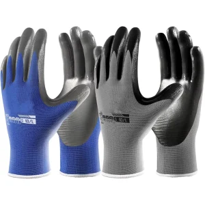 White Blue Breathable Anti Slip Durable Tear Resistant Nylon Free Customizable Factory Nitrile Coated Gloves