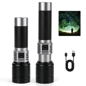 White Light LED 5 Mode Zoomable Spotlight Tactical Flashlights Rechargeable Powerful Flashlight for Home Emergency