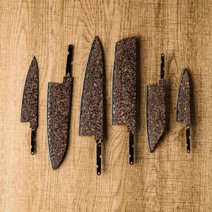 Without Handle Kitchen Knife Blades 33 Layers Copper Damascus Steel 10Cr15coMov Core Knives Set Blade DIY Kitchen Blank Blades