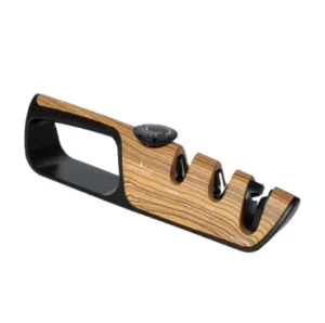 Wood Grain 3-in-1 Adjustable Scissors & Knife Diamond Multi-Grit Manual Kitchen Sharpener