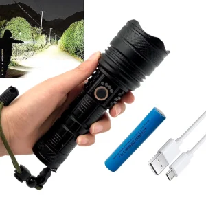 XHP70 Camping Hiking Torch Super Bright Power Rechargeable Tactical Flashlight LED